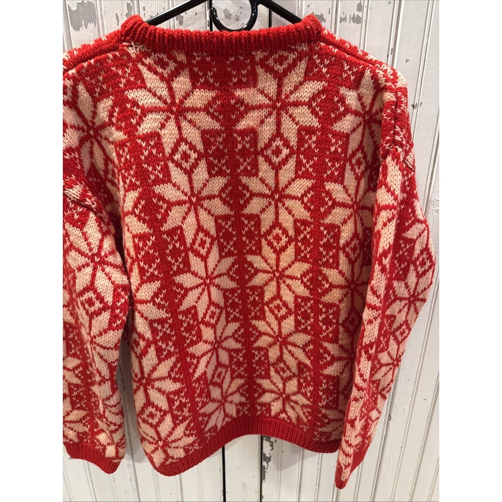 Handmade Knit  Norwegian Red Pullover Women's Size Small Christmas Sweater - Picture 5 of 5